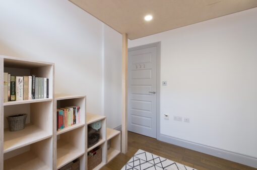 mezzanine-lofts-bespoke-stairs-storage-birch-ply-Scandinavian-loft-lights-studio-flat-london